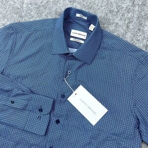 Lucky Brand Shirt Mens Small Blue Slim 4 Way Stretch  Long Sleeve Button Up NEW‎
